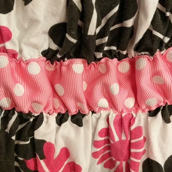 Girls feminine sundress in pink, black & white - Picture 3 of 5